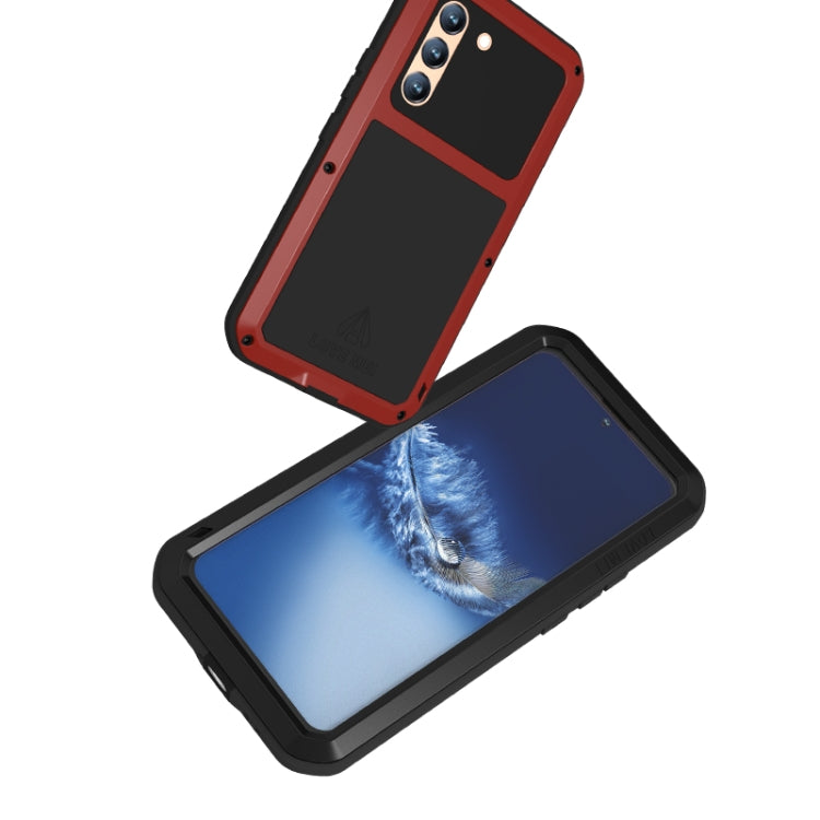 For Samsung Galaxy S22+ LOVE MEI Metal Shockproof Water-resistant Dustproof Protective Phone Case with Glass(Silver)