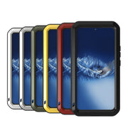 For Samsung Galaxy S22+ LOVE MEI Metal Shockproof Water-resistant Dustproof Protective Phone Case with Glass(Red)