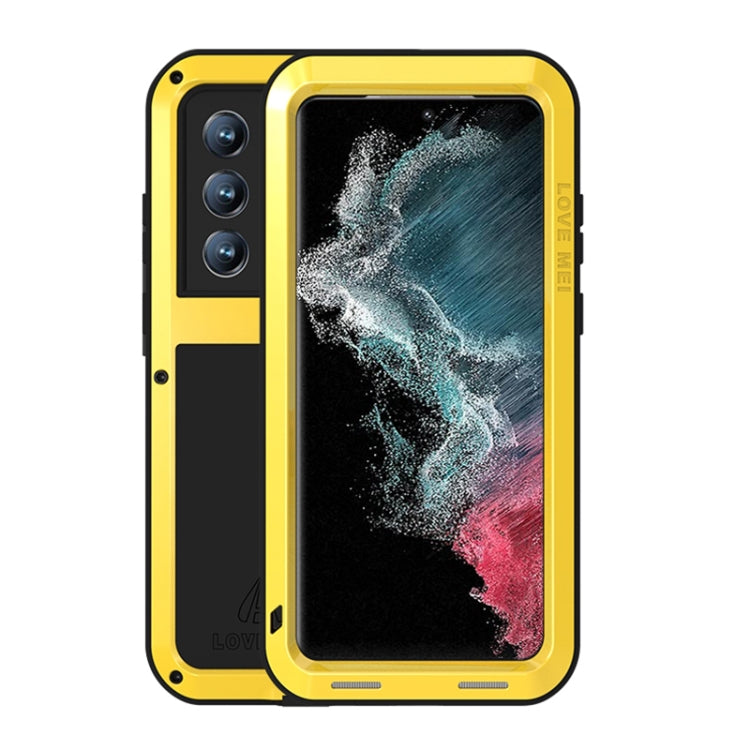 For Samsung Galaxy S22 Ultra 5G LOVE MEI Metal Shockproof Waterproof Dustproof Protective Phone Case(Yellow) - free shipping - PMC TechLife - Order now!