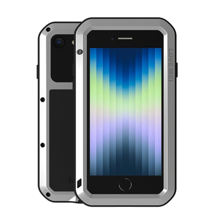 For iPhone SE 2022 / SE 2020 / 8 / 7 LOVE MEI Metal Shockproof Life Waterproof Dustproof Protective Phone Case with Glass(Silver) - free shipping - PMC TechLife - Order now!