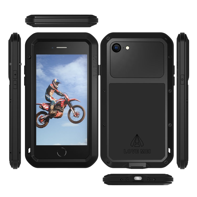 For iPhone SE 2022 / SE 2020 / 8 / 7 LOVE MEI Metal Shockproof Life Water-resistant Dustproof Protective Phone Case with Glass(Silver)