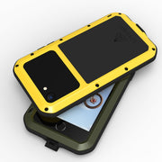 For iPhone SE 2022 / SE 2020 / 8 / 7 LOVE MEI Metal Shockproof Life Water-resistant Dustproof Protective Phone Case with Glass (Army Green)