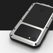 For iPhone SE 2022 / SE 2020 / 8 / 7 LOVE MEI Metal Shockproof Life Water-resistant Dustproof Protective Phone Case with Glass(Silver)