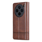 For vivo X100 AZNS Magnetic Calf Texture Leather Phone Case(Dark Brown)