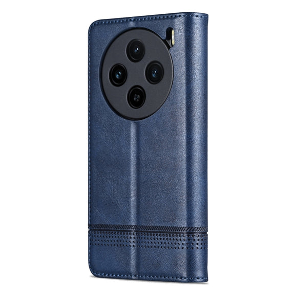 For vivo X100 AZNS Magnetic Calf Texture Leather Phone Case(Dark Blu)