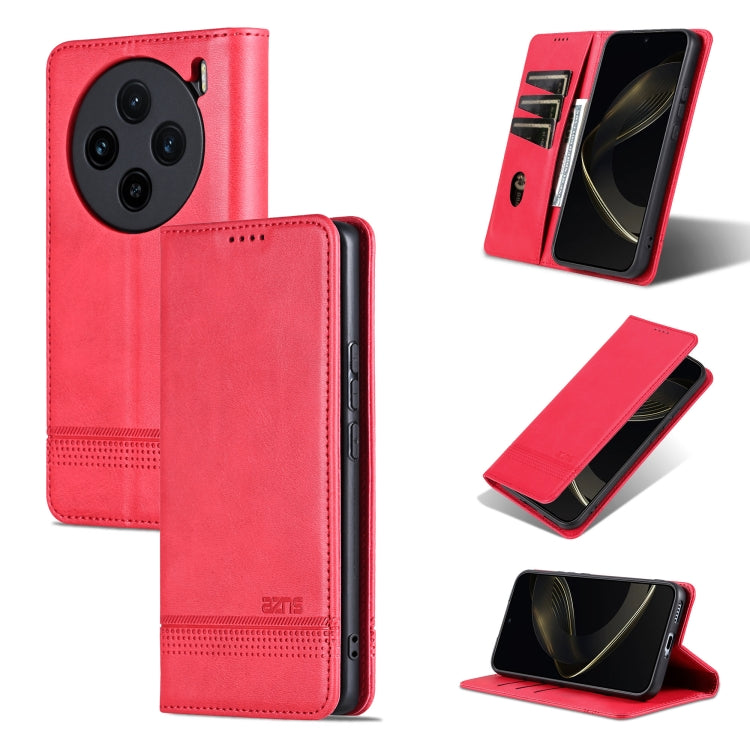 For vivo X100 AZNS Magnetic Calf Texture Leather Phone Case(Red) - vivo Cases by AZNS | Online Shopping South Africa | PMC Jewellery | Buy Now Pay Later Mobicred
