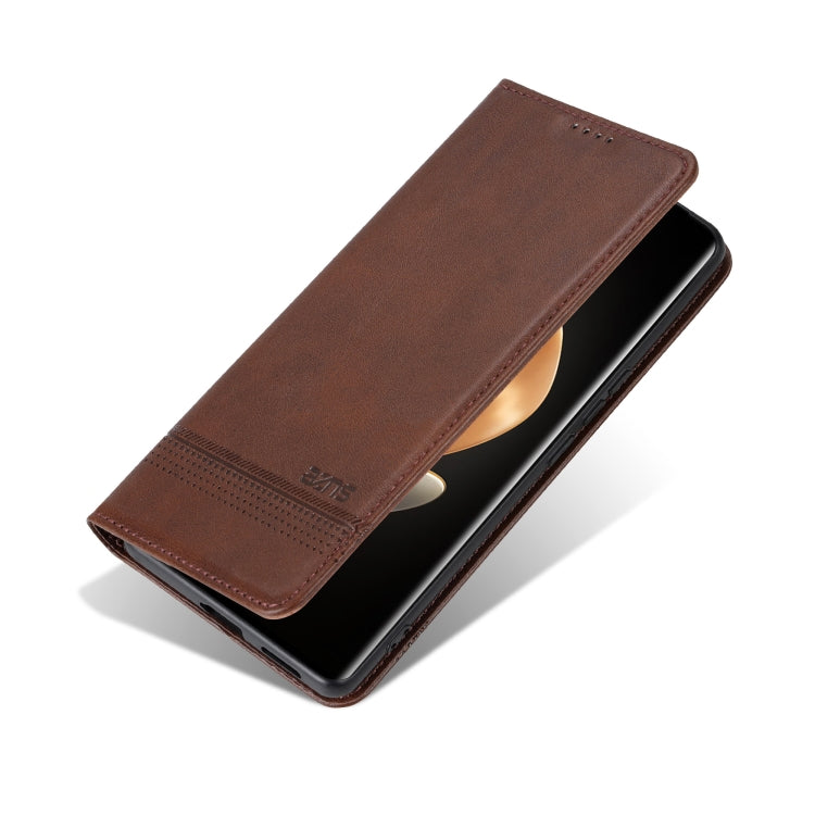 For vivo X100 Ultra AZNS Magnetic Calf Texture Leather Phone Case(Dark Brown)