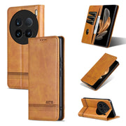 For vivo X100 Ultra AZNS Magnetic Calf Texture Leather Phone Case(Light Brown)
