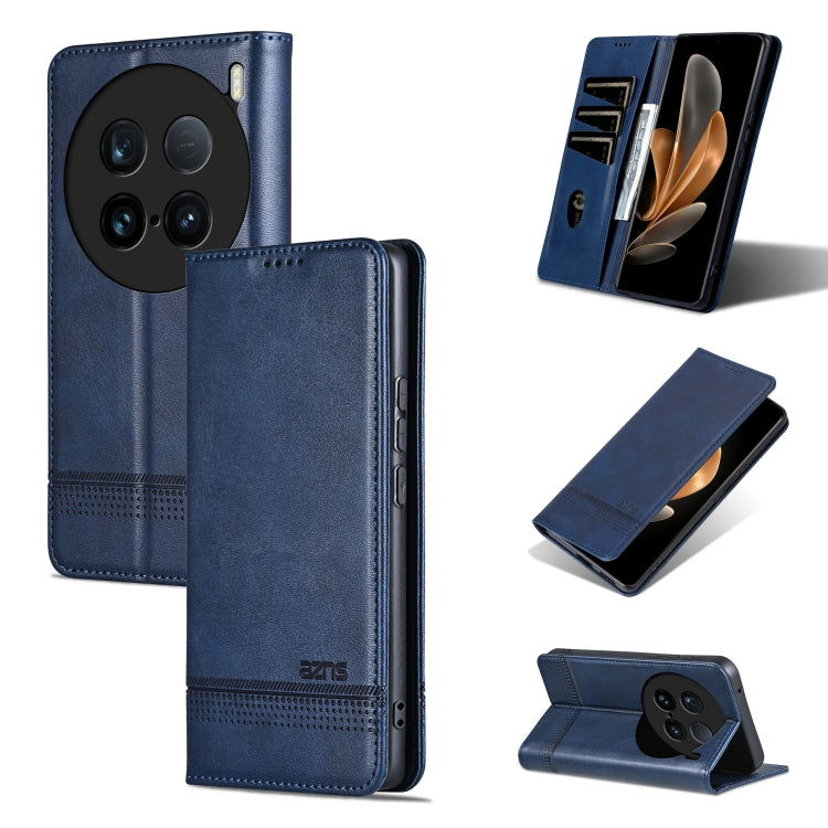 For vivo X100 Ultra AZNS Magnetic Calf Texture Leather Phone Case(Dark Blu) - free shipping - PMC Jewellery - Order now!