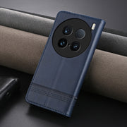For vivo X100 Ultra AZNS Magnetic Calf Texture Leather Phone Case(Dark Blu)