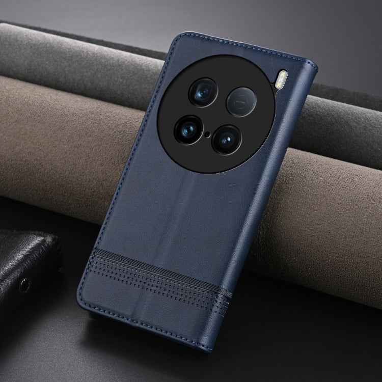 For vivo X100 Ultra AZNS Magnetic Calf Texture Leather Phone Case(Dark Blu)