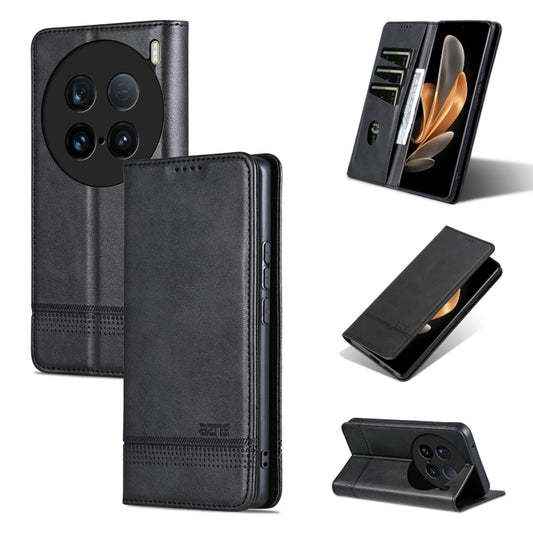 For vivo X100 Ultra AZNS Magnetic Calf Texture Leather Phone Case(Black) - free shipping - PMC Jewellery - Order now!
