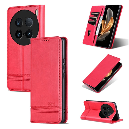 For vivo X100 Ultra AZNS Magnetic Calf Texture Leather Phone Case(Red) - free shipping - PMC Jewellery - Order now!