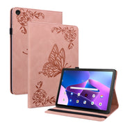For Lenovo Tab M10 10.1 3rd Gen Butterfly Flower Embossed Leather Tablet Case(Rose Gold)