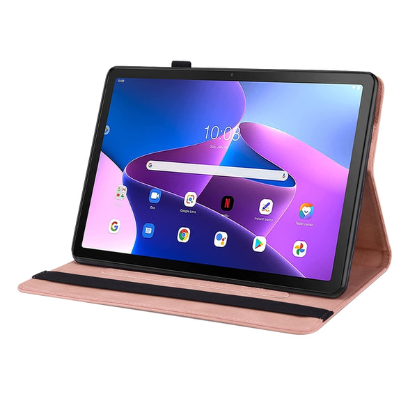 For Lenovo Tab M10 10.1 3rd Gen Butterfly Flower Embossed Leather Tablet Case(Rose Gold)