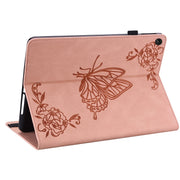 For Lenovo Tab M10 10.1 3rd Gen Butterfly Flower Embossed Leather Tablet Case(Rose Gold)