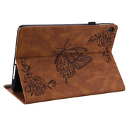 For Lenovo Tab M10 10.1 3rd Gen Butterfly Flower Embossed Leather Tablet Case(Brown)