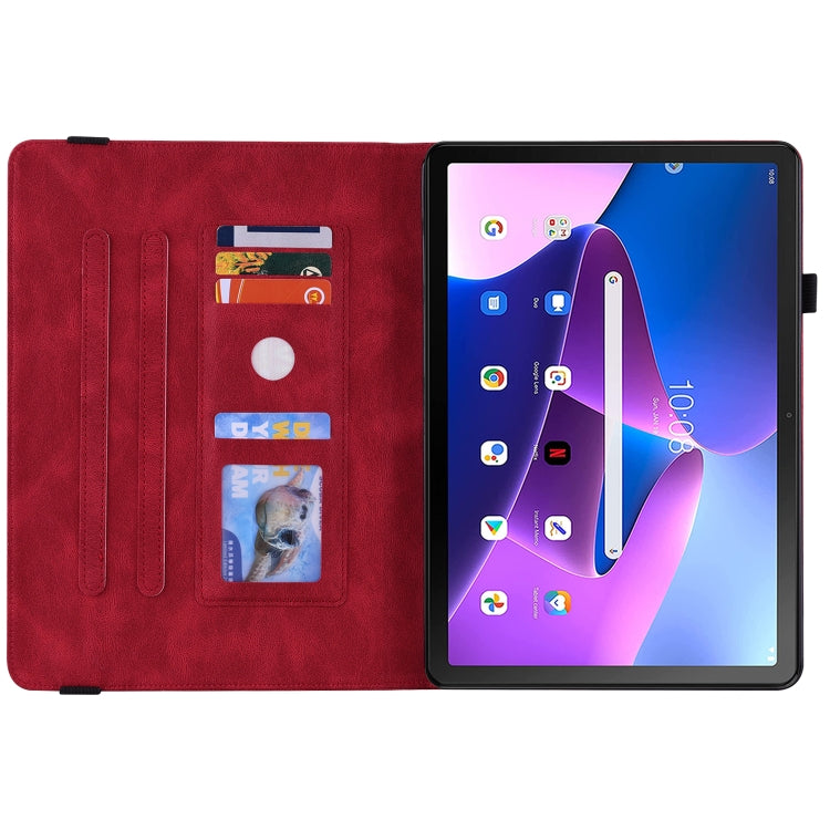 For Lenovo Tab M10 10.1 3rd Gen Butterfly Flower Embossed Leather Tablet Case(Red) - Lenovo by PMC TechLife | Online Shopping South Africa | PMC TechLife | Buy Now Pay Later Mobicred