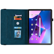For Lenovo Tab M10 10.1 3rd Gen Butterfly Flower Embossed Leather Tablet Case(Blue)