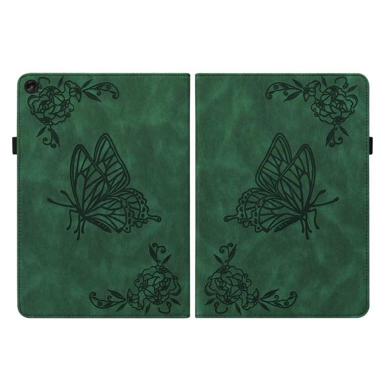 For Lenovo Tab M10 10.1 3rd Gen Butterfly Flower Embossed Leather Tablet Case(Green)
