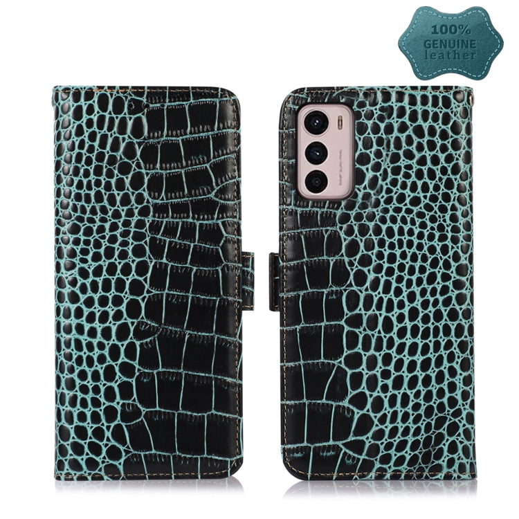 For Motorola Moto G42 Crocodile Top Layer Cowhide Leather Phone Case(Green) - Motorola Cases by PMC TechLife | Online Shopping South Africa | PMC TechLife | Buy Now Pay Later Mobicred