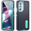 For Motorola Edge 30 Pro 3 in 1 Rugged Holder Phone Case(Dark Blue+Light Blue) - Motorola Cases by PMC TechLife | Online Shopping South Africa | PMC TechLife