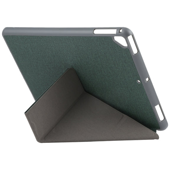 Mutural King Kong Series Deformation Holder Leather Tablet Case For iPad 9.7 2018 / 2017(Green)