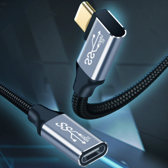 2m 10Gbps USB-C / Type-C Female to Male Elbow Charging Data Transmission Extension Cable