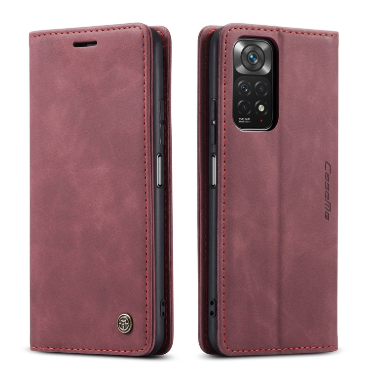 For Xiaomi Redmi Note 11 4G/Note 11S Global CaseMe 013 Multifunctional Horizontal Flip Leather Phone Case(Wine Red) - free shipping - PMC Jewellery - Order now!