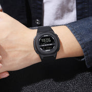 SKMEI 1821 Stainless Steel Buckle Silicone Strap Electronic Watch(Black and Black)