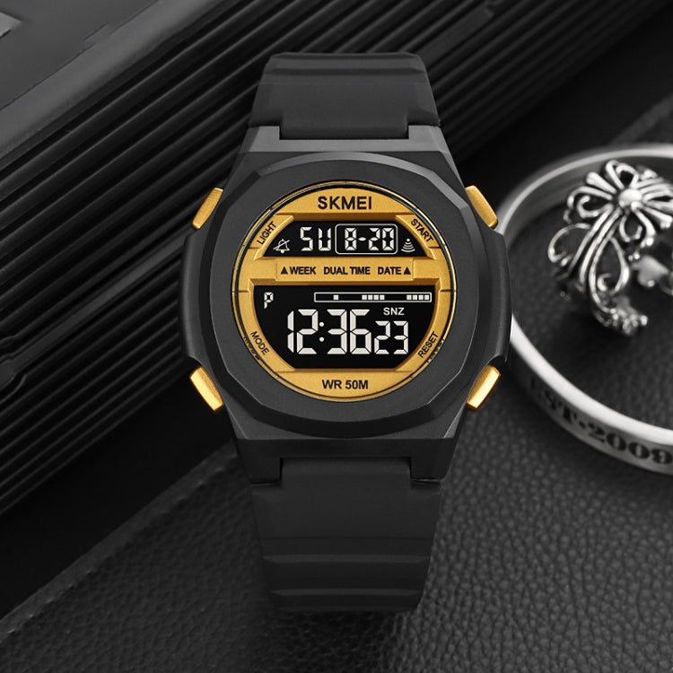 SKMEI 1821 Stainless Steel Buckle Silicone Strap Electronic Watch(Khaki)