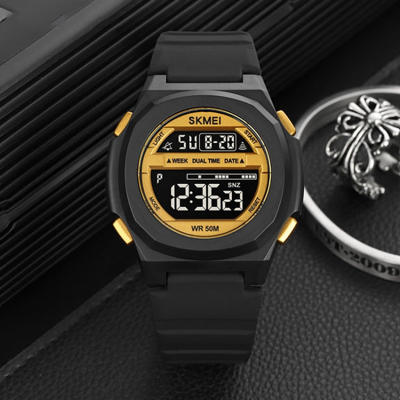 SKMEI 1821 Stainless Steel Buckle Silicone Strap Electronic Watch(Army Green)