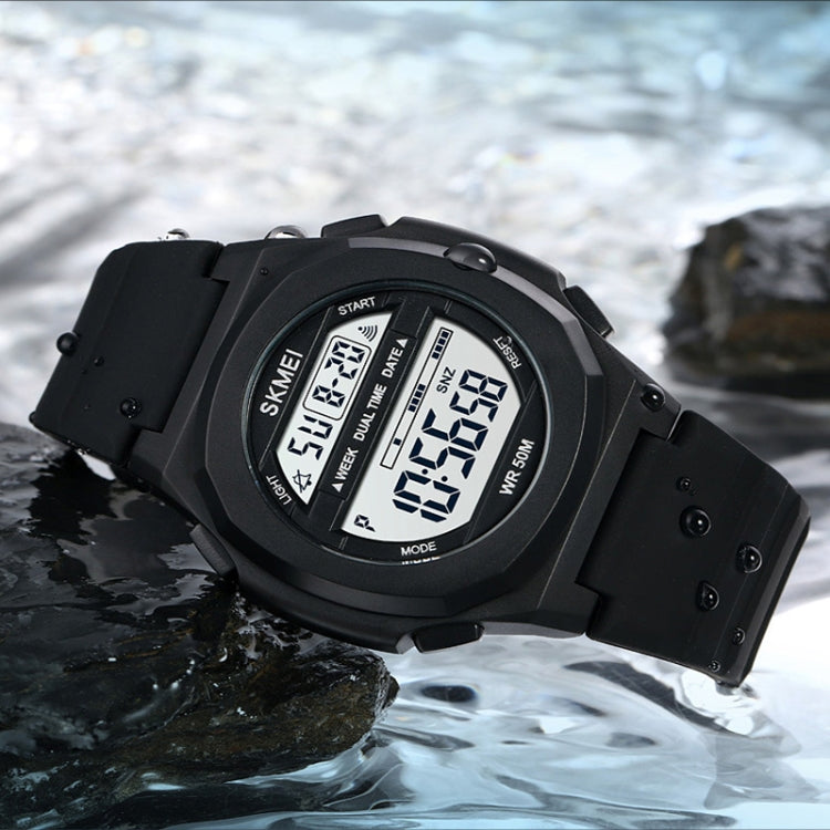 SKMEI 1821 Stainless Steel Buckle Silicone Strap Electronic Watch(Black Gold) - free shipping - PMC TechLife - Order now!