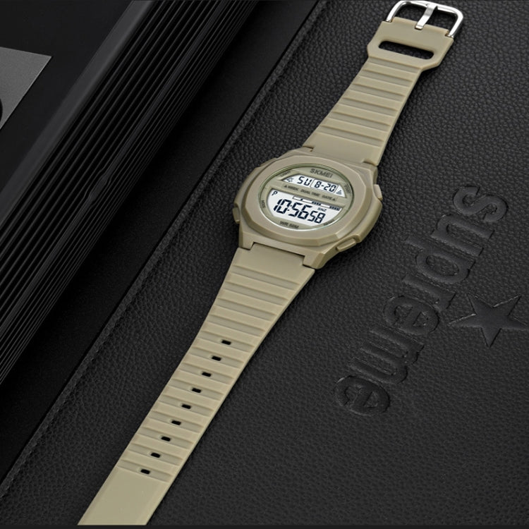 SKMEI 1821 Stainless Steel Buckle Silicone Strap Electronic Watch(Black Gold)