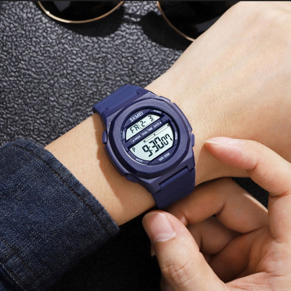 SKMEI 1821 Stainless Steel Buckle Silicone Strap Electronic Watch(Khaki)