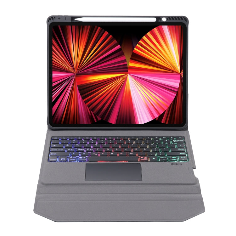 T01S Integrated Bluetooth Keyboard Leather Case with Backlight & Touchpad & Holder For iPad Air 5 / Air 4 10.9(Black) - For iPad Air by PMC TechLife | Online Shopping South Africa | PMC TechLife