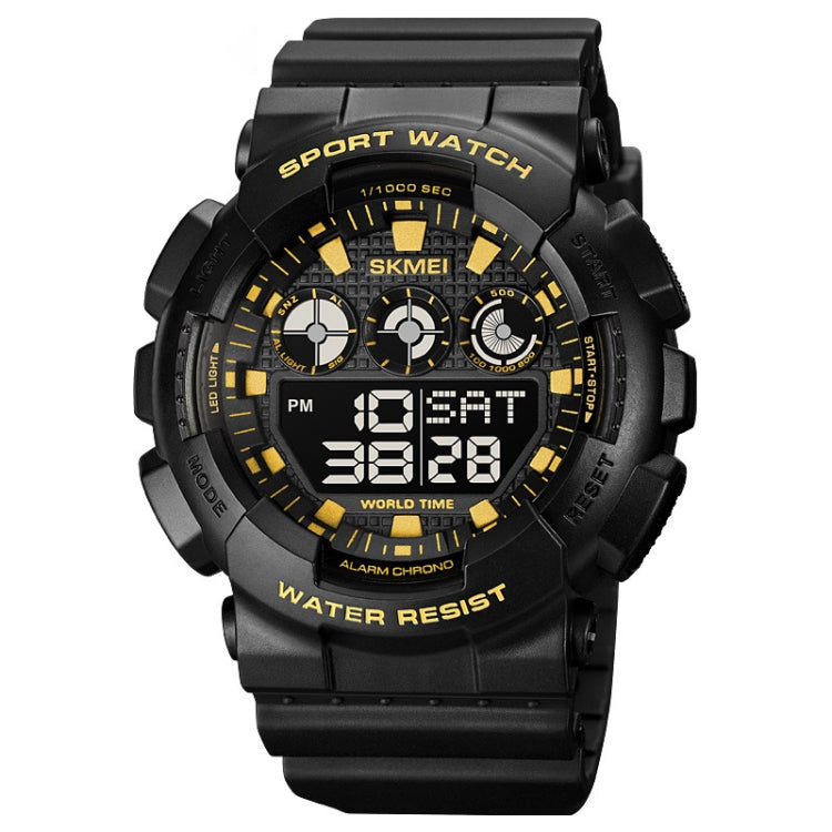 SKMEI 1857 Stainless Steel Buckle PU Strap Waterproof Electronic Watch(Black Gold) - free shipping - PMC TechLife - Order now!