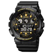 SKMEI 1857 Stainless Steel Buckle PU Strap Water-resistant Electronic Watch(Black Gold)