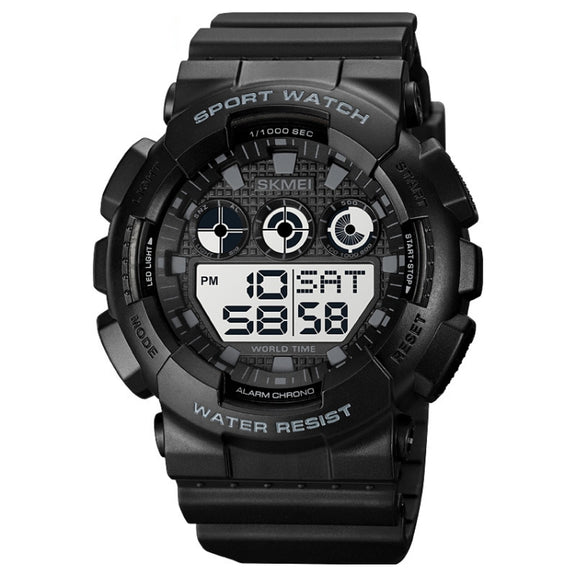 SKMEI 1857 Stainless Steel Buckle PU Strap Water-resistant Electronic Watch(Black and White)