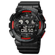 SKMEI 1857 Stainless Steel Buckle PU Strap Water-resistant Electronic Watch(Red)