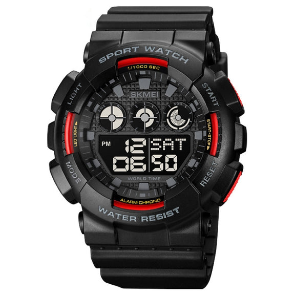 SKMEI 1857 Stainless Steel Buckle PU Strap Water-resistant Electronic Watch(Red)