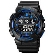 SKMEI 1857 Stainless Steel Buckle PU Strap Water-resistant Electronic Watch(Blue)