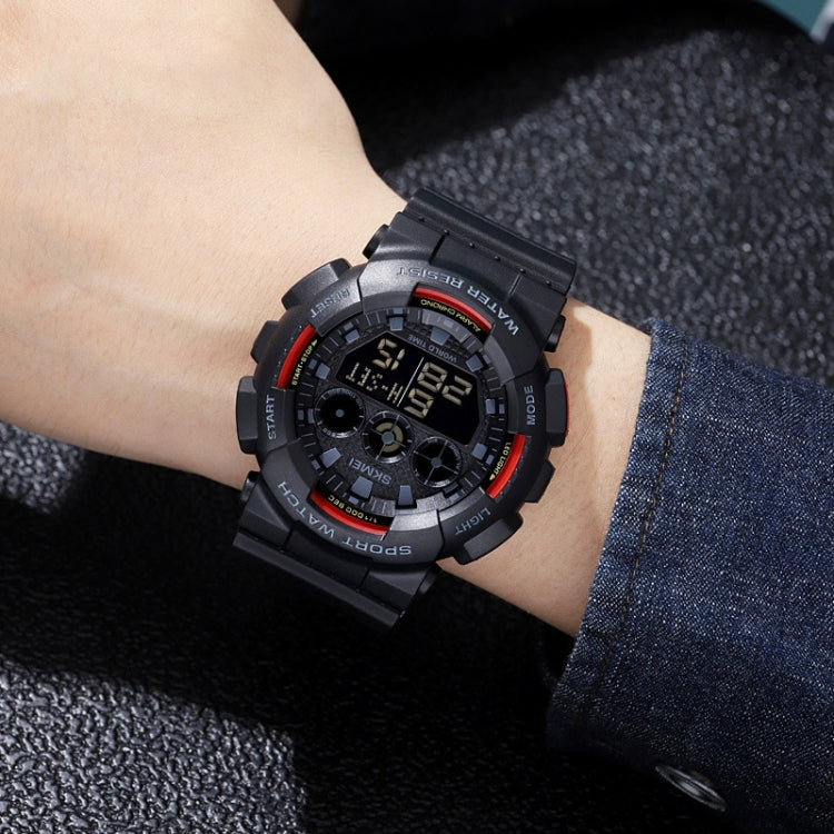 SKMEI 1857 Stainless Steel Buckle PU Strap Water-resistant Electronic Watch(Black Gold)