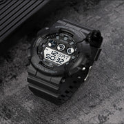 SKMEI 1857 Stainless Steel Buckle PU Strap Water-resistant Electronic Watch(Black Gold)