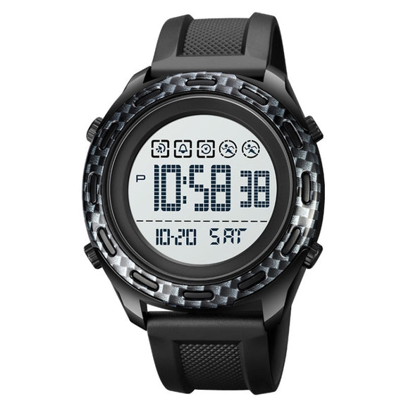 SKMEI 1872 Stainless Steel Buckle PU Strap Water-resistant Electronic Watch, Dial:White(Carbon Brazing)