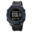 SKMEI 1872 Stainless Steel Buckle PU Strap Waterproof Electronic Watch, Dial:Black(Denim Blue) - free shipping - PMC TechLife - Order now!