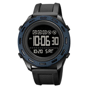 SKMEI 1872 Stainless Steel Buckle PU Strap Water-resistant Electronic Watch, Dial:Black(Denim Blue)