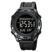 SKMEI 1872 Stainless Steel Buckle PU Strap Water-resistant Electronic Watch, Dial:Black(Carbon Brazing)
