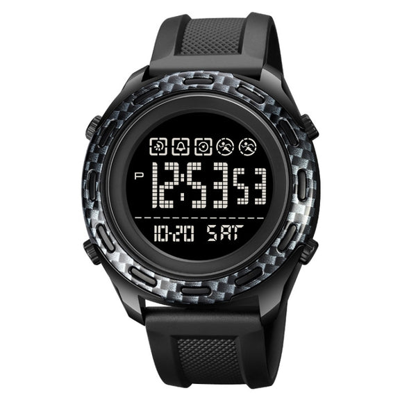 SKMEI 1872 Stainless Steel Buckle PU Strap Water-resistant Electronic Watch, Dial:Black(Carbon Brazing)
