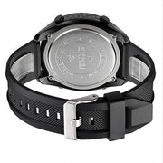 SKMEI 1872 Stainless Steel Buckle PU Strap Water-resistant Electronic Watch, Dial:Black(Carbon Brazing)